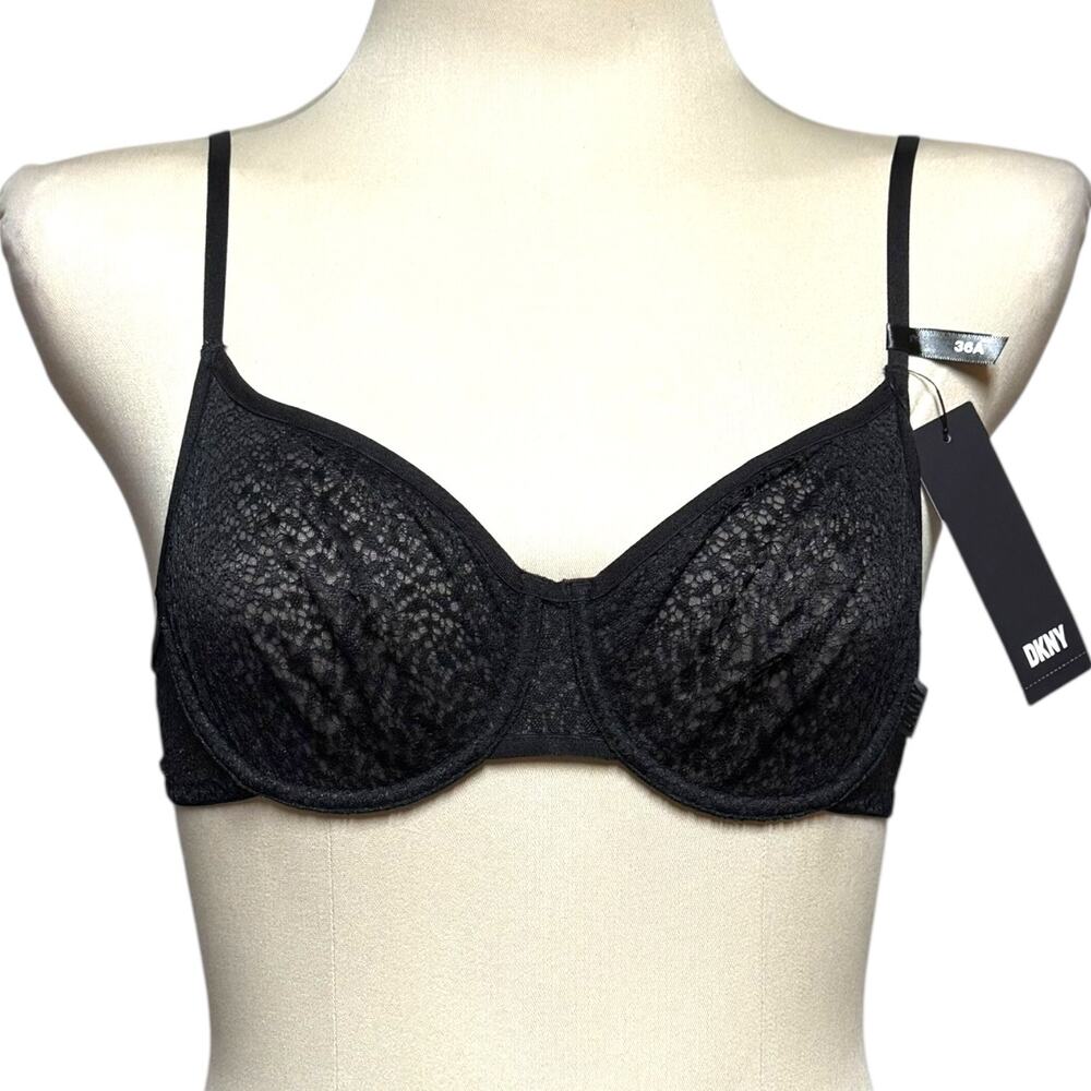 DKNY Modern Lace Unlined Underwire Demi Bra Black 36A